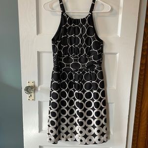 White House Black Market WHBM Halter Dress Polka Dot Circles Size 4